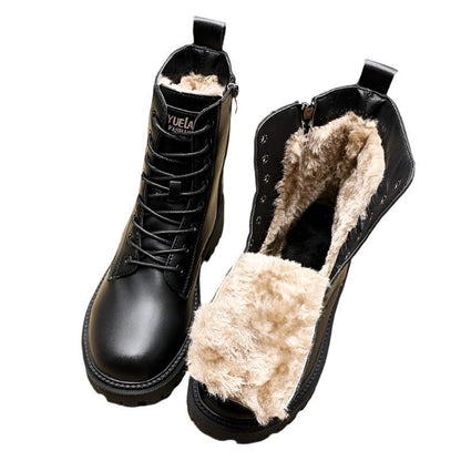 Women's Leather Warm Boots Black - Vonnera