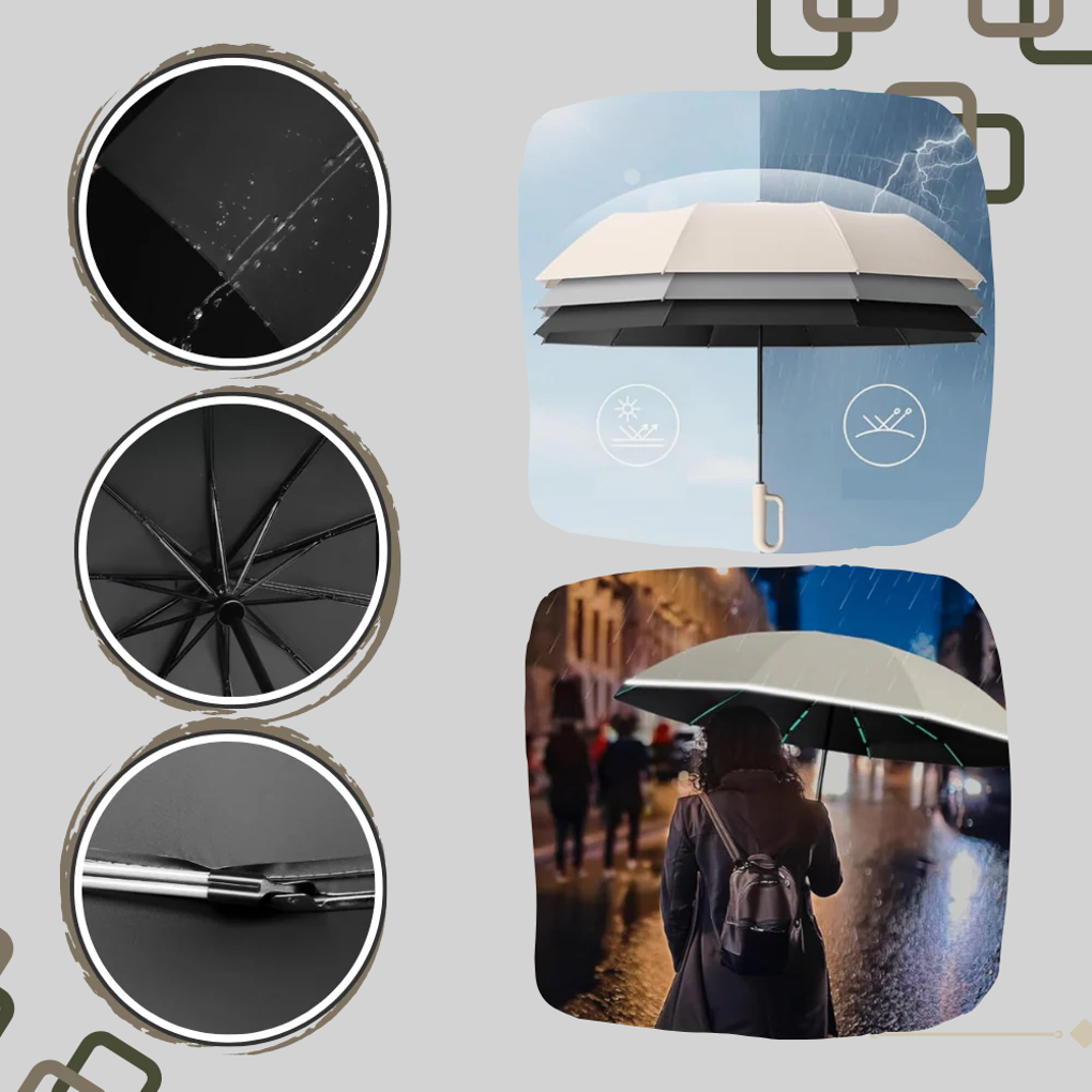 Automatic Lock Umbrella Windproof Waterproof Compact - Vonnera