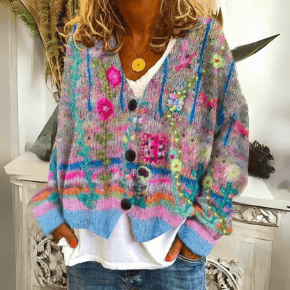 Women's Floral Cardigan Button Front - Vonnera