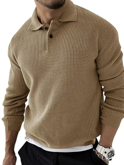 Men's Polo Sweater Button-Down Knit - Vonnera