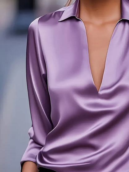 Women's Long Sleeve Blouse Draped Neck