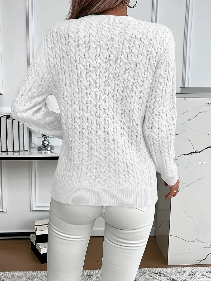 Women's Cable Knit Sweater White