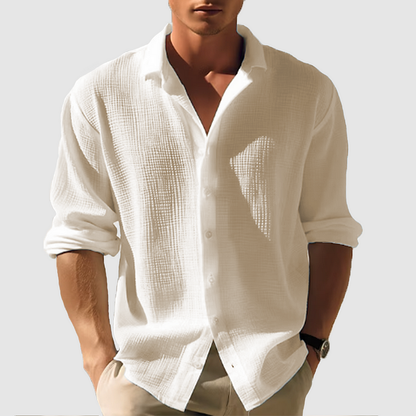 Men's Long Sleeve Shirt Button Front Textured Design