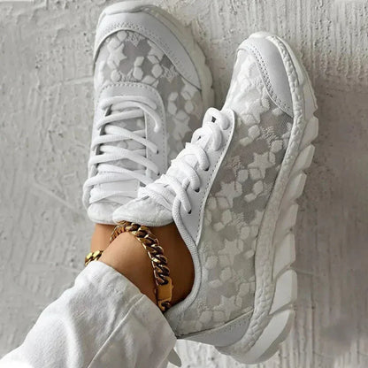 Women's Lace Up Sneakers Breathable Star Pattern
