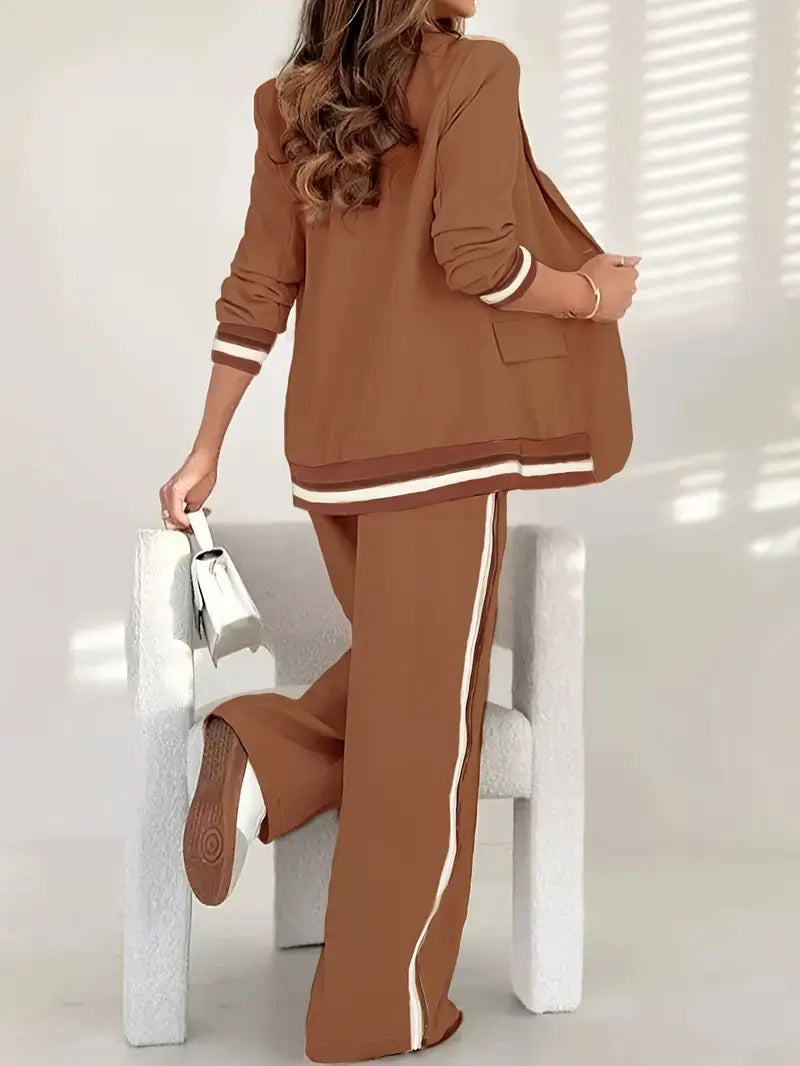 Women's Blazer And Wide Leg Pants Set