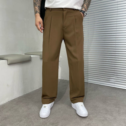 Men's Straight Leg Pleated Trousers - Vonnera