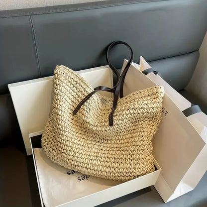 Women's Woven Tote Bag Natural Fiber Daily Use
