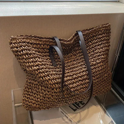Women's Woven Tote Bag Natural Fiber Daily Use