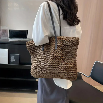 Women's Woven Tote Bag Natural Fiber Daily Use