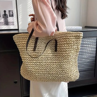 Women's Woven Tote Bag Natural Fiber Daily Use