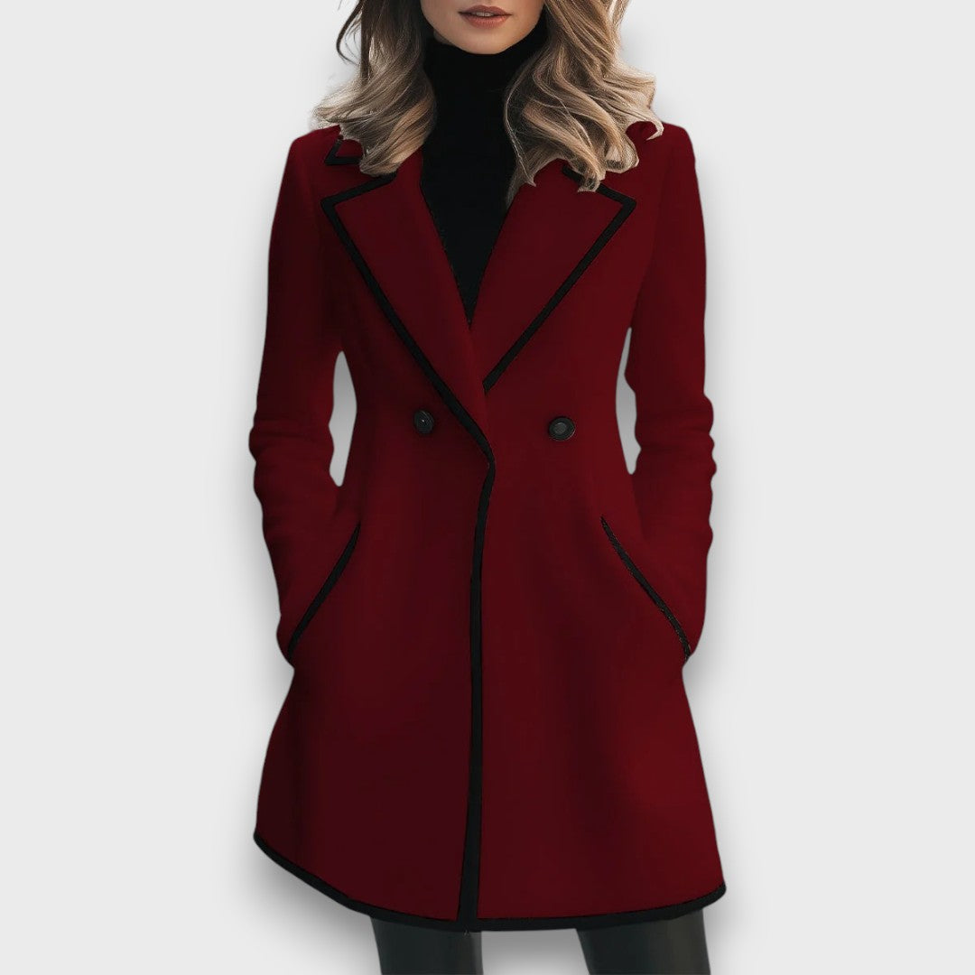 Women's Double Breasted Mid Length Coat - VibreMode