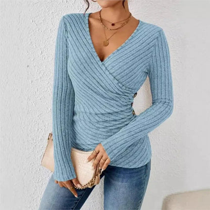 Women's Long Sleeve V-Neck Wrap