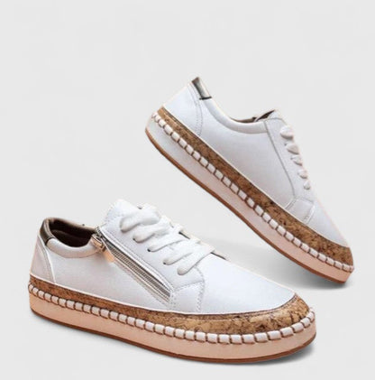 Women's Floral Sneakers Cork Sole Lace Up