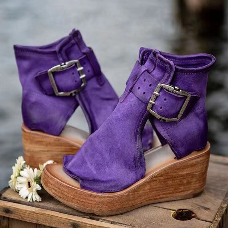 Wedge Sandals Buckle Boho Style - Vonnera