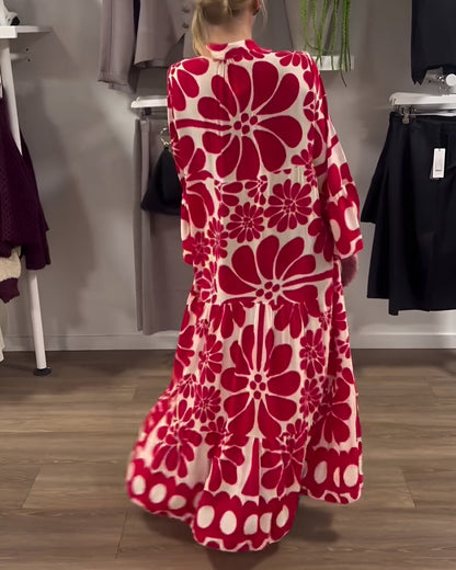 Estelle | Women's Tummy Control Flowy Printed Draped Maxi Dress Evening