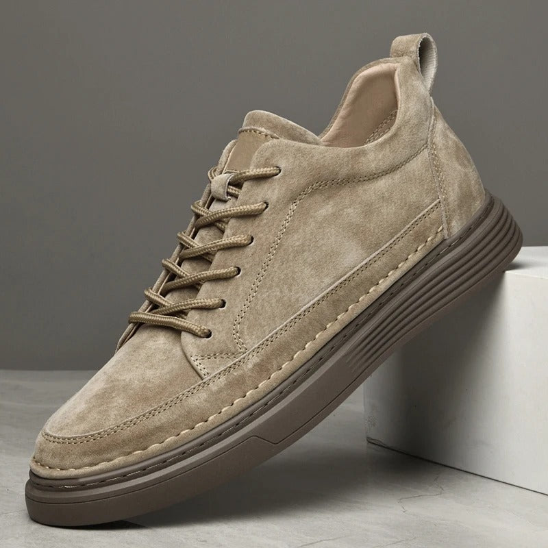 Men's Casual Lace Up Sneakers Contrast Sole Brown