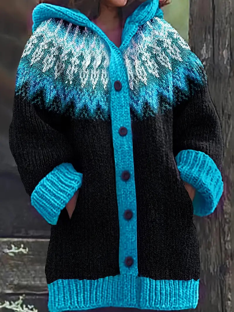 Women's Hooded Cardigan Button Front Knit - Vonnera