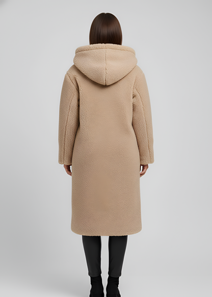 Women's Long Teddy Coat Plush Hooded Winter Outerwear