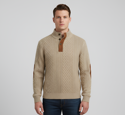 Men's Quilted Knit Sweater Half Button Stand Collar - Vonnera