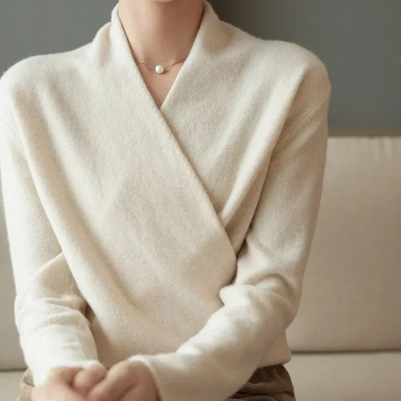 Women's V-Neck Wrap Pullover Relaxed Fit
