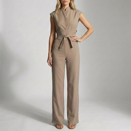Women's Wide Leg Jumpsuit Mock Neck Ankle Length - Vonnera