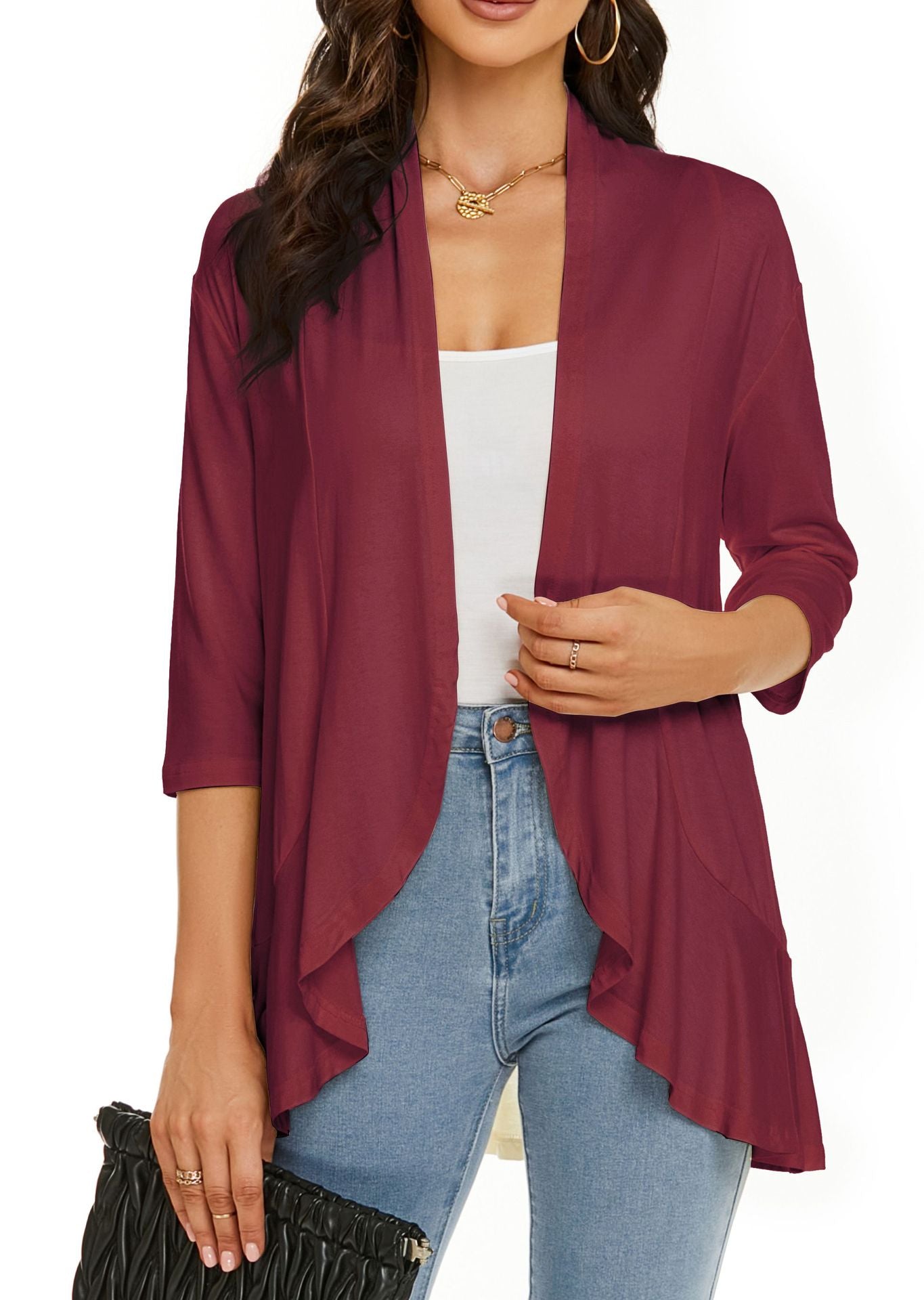 Image of Bella | Women's Open Front Draped Cardigan