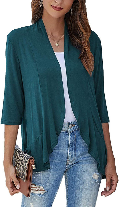 Image of Bella | Women's Open Front Draped Cardigan