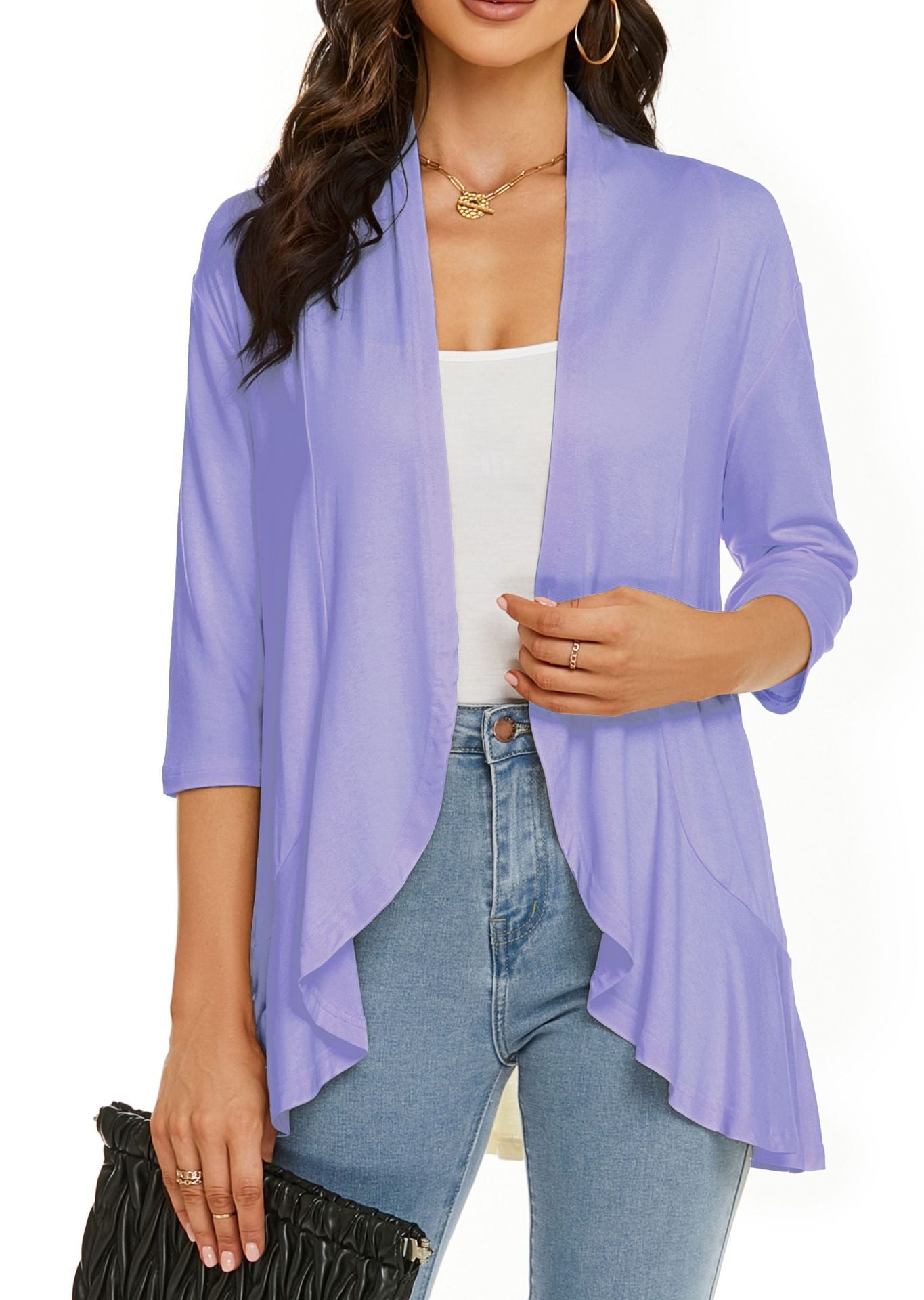 Image of Bella | Women's Open Front Draped Cardigan