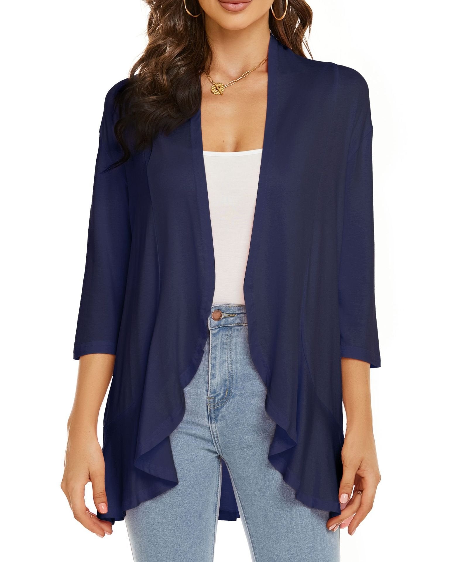 Image of Bella | Women's Open Front Draped Cardigan