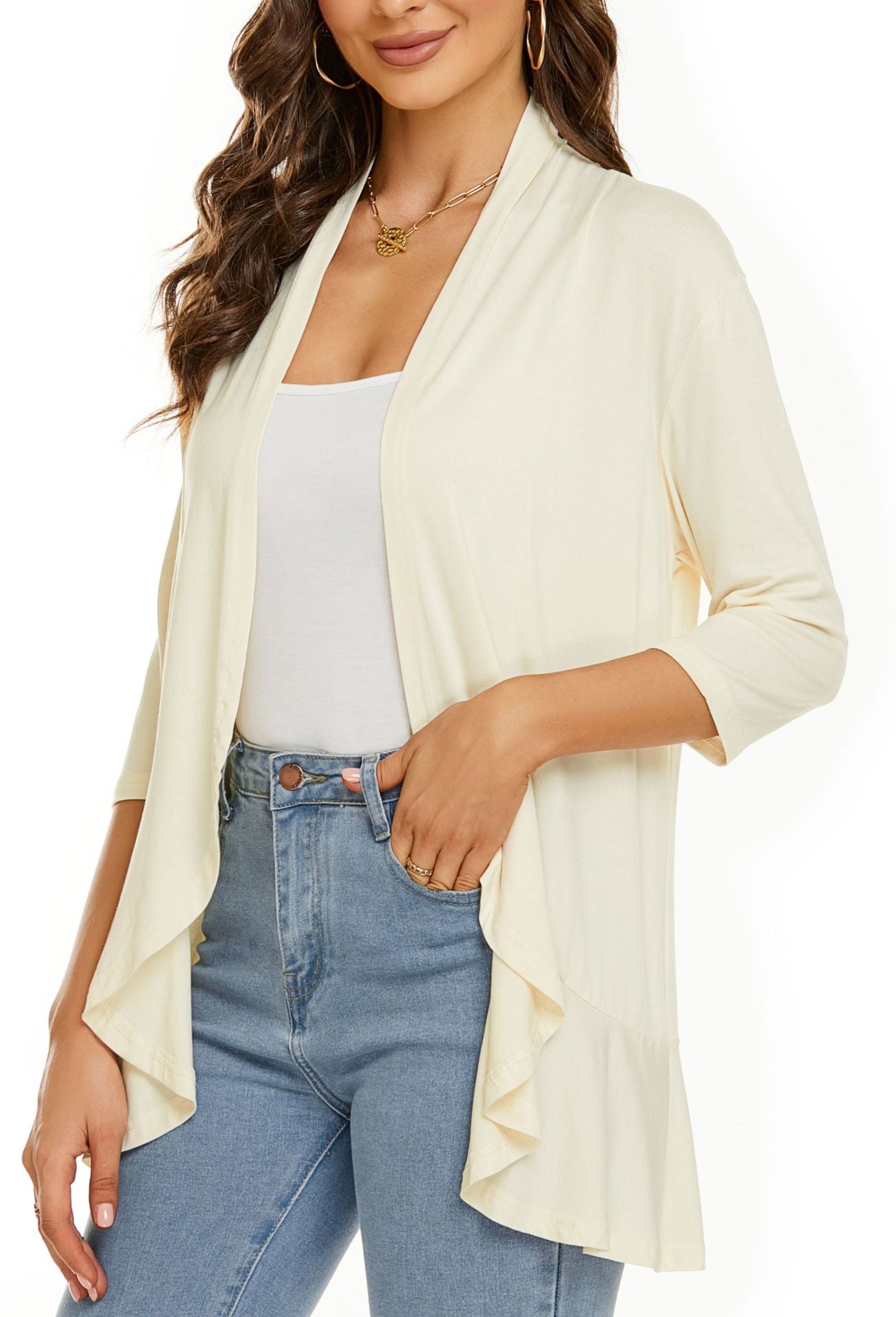 Image of Bella | Women's Open Front Draped Cardigan