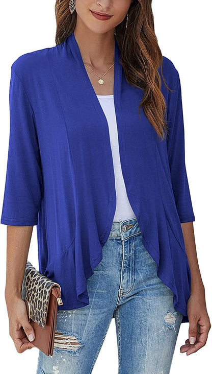 Image of Bella | Women's Open Front Draped Cardigan