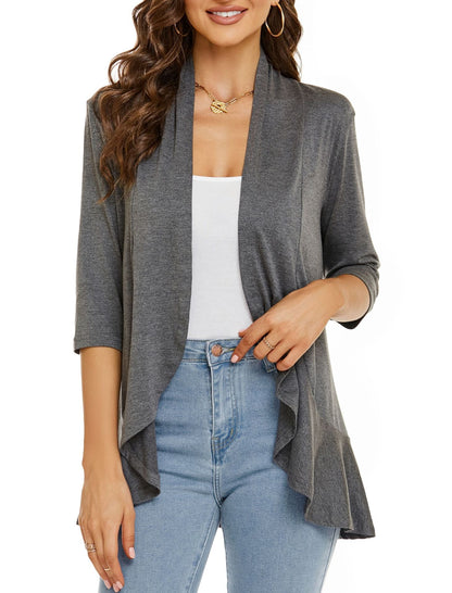 Image of Bella | Women's Open Front Draped Cardigan