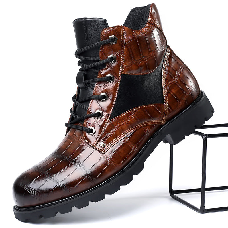 Men's Lace-Up Ankle Boots Leather Black - Vonnera