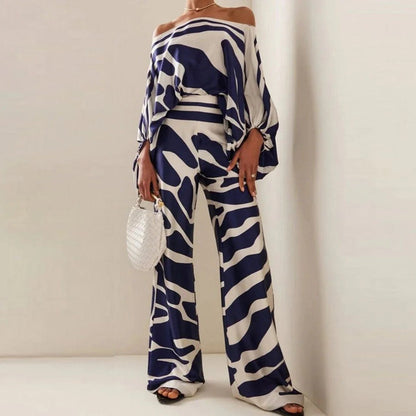 Women's Off-The-Shoulder Two-Piece Pants Set - VibreMode