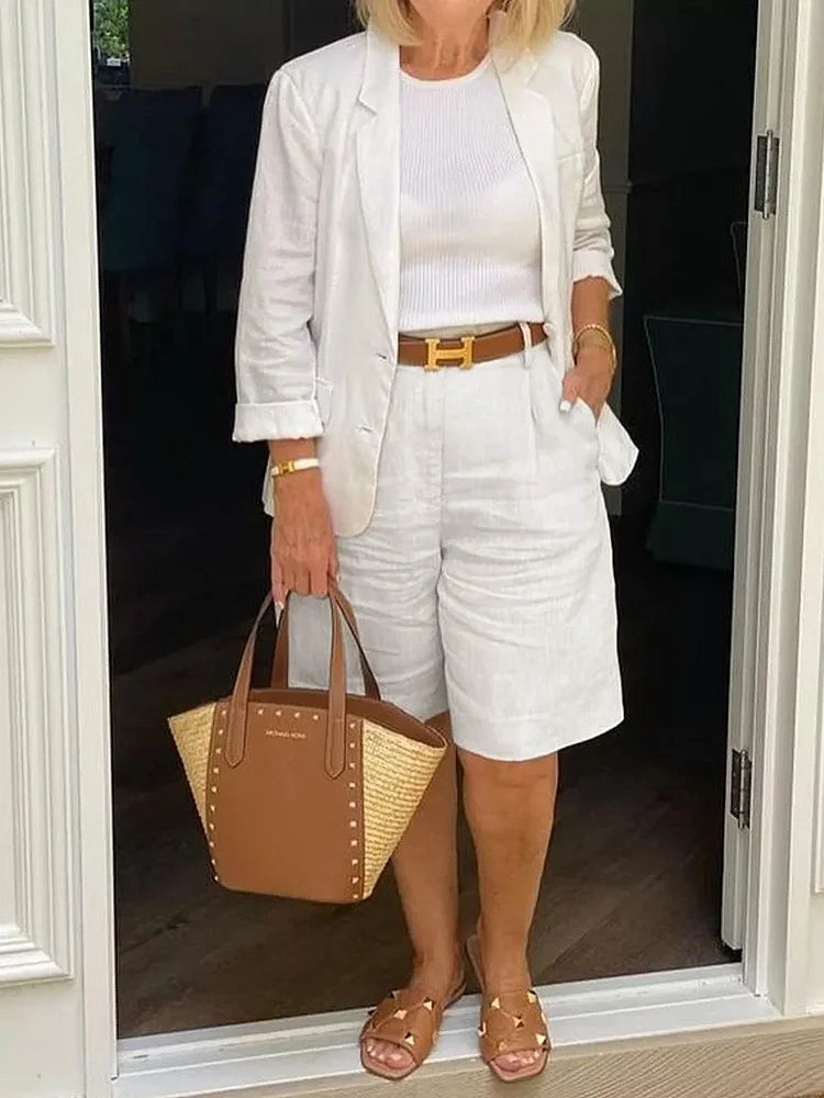 Women's Relaxed Fit Blazer Shorts Set - Vonnera