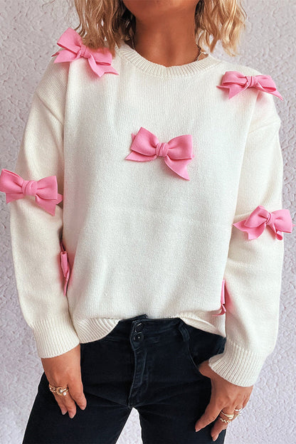 Women's Crewneck Sweater Bow Detail - VibreMode