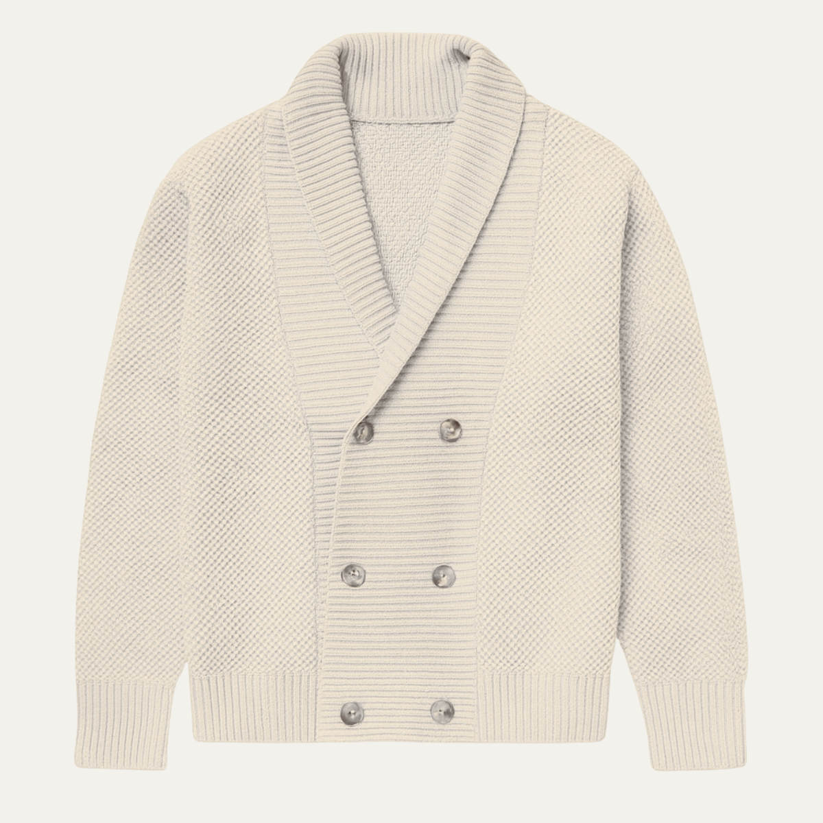 Men's Double Breasted Cardigan Chunky Knit Shawl Collar Wool - Vonnera