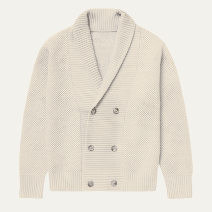 Men's Double Breasted Cardigan Chunky Knit Shawl Collar Wool - Vonnera