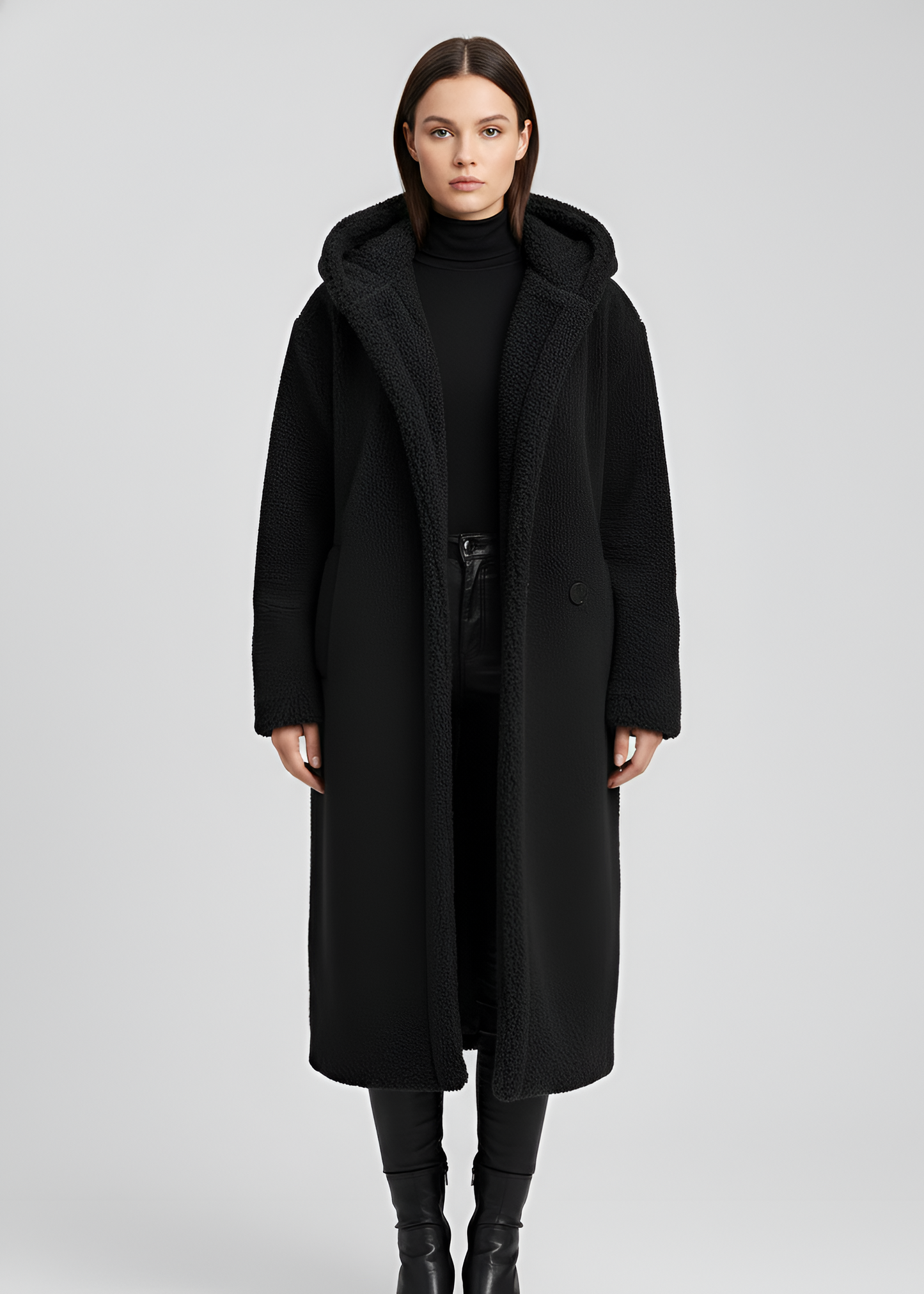 Women's Hooded Faux Fur Long Coat