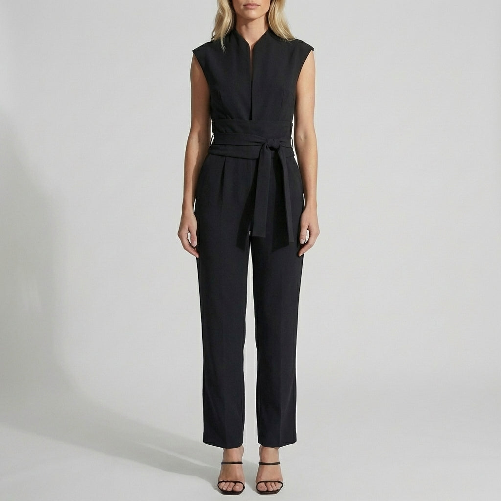 Women's Wide Leg Jumpsuit Mock Neck Ankle Length