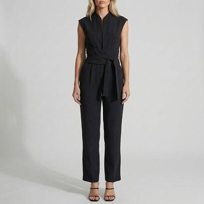 Women's Wide Leg Jumpsuit Mock Neck Ankle Length