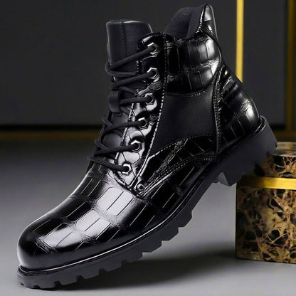 Chase Embossed Leather Boots