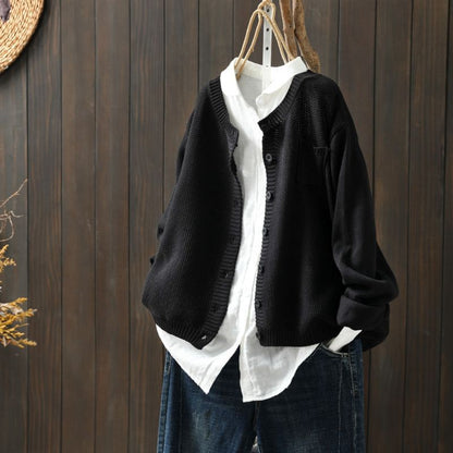 Women's Oversized Knit Cardigan With Pockets Button Front