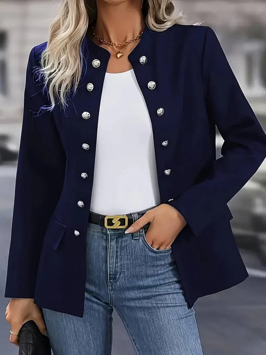 Women's Military Button Down Long Sleeve Blouse - Vonnera