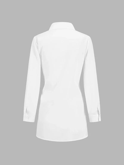 Women's Oversized Long Sleeve Shirt With Tie Belt