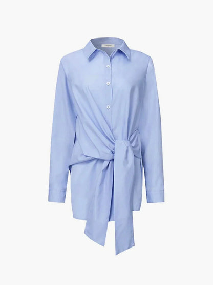 Women's Oversized Long Sleeve Shirt With Tie Belt