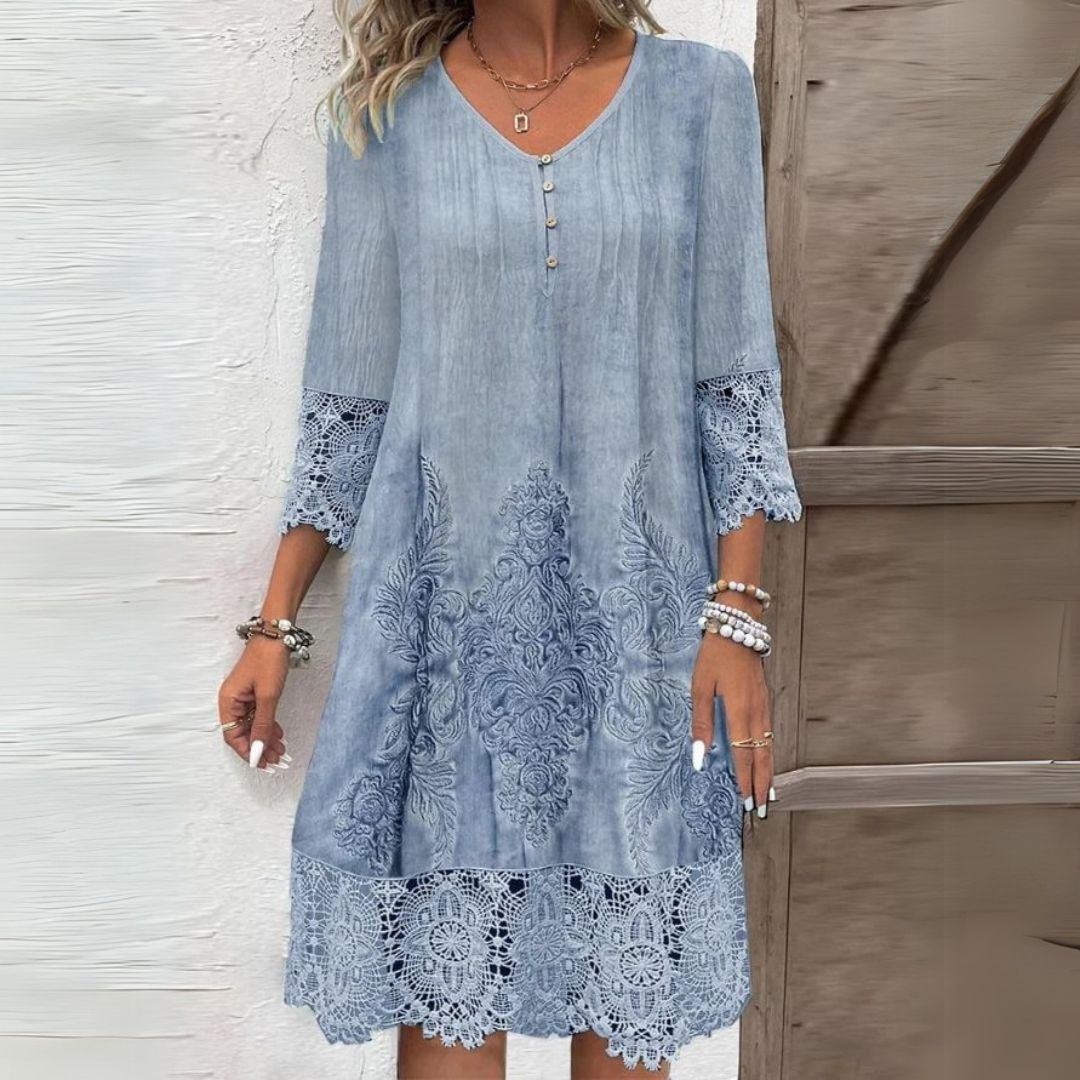 Women's Midi Lace Dress Long Sleeve - Vonnera