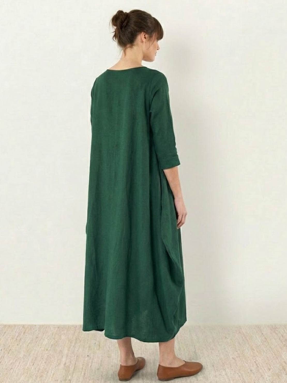 Women's Boho Maxi Dress 3/4 Sleeves Oversized
