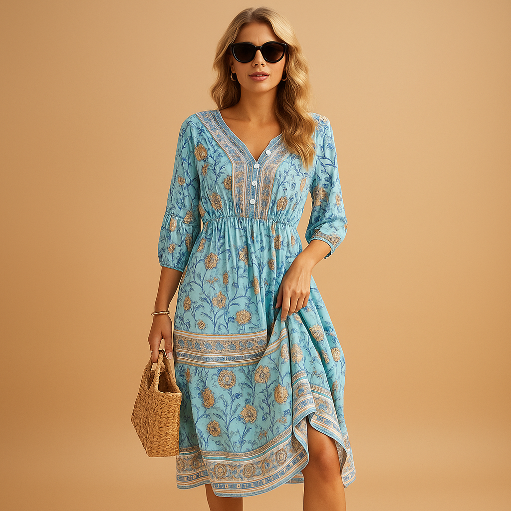 Women's Relaxed Fit Bohemian Summer Dress - Vonnera