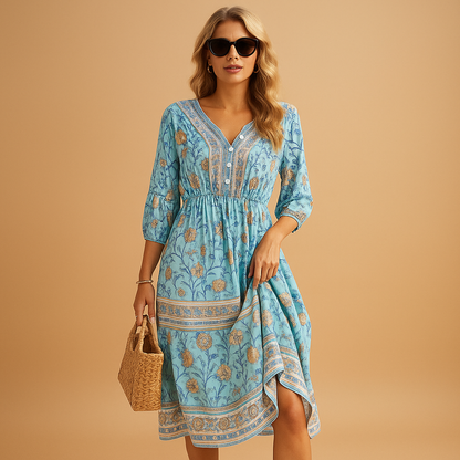 Women's Relaxed Fit Bohemian Summer Dress - Vonnera
